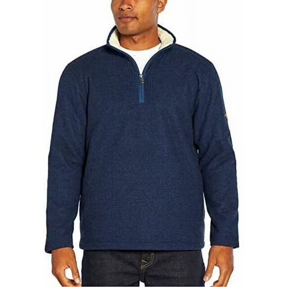 Orvis Men's Blue 1/4 Zip Sherpa Fleece Lined Pullover Sweater Size Small - Picture 1 of 9